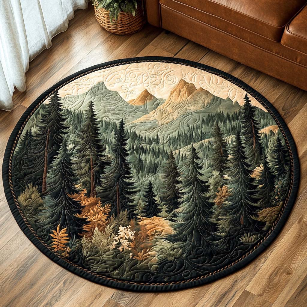 Forest Path Quilted Round Mat Forest Design Natural Home Decor Best Gift Ideas