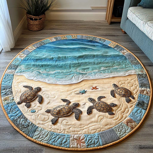 Coral Cove Turtle Quilted Round Mat Animal Design Rustic Home Decor Gifts For Turtle Lovers