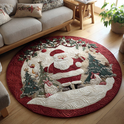Grand Santa Claus Quilted Round Mat Holiday Home Decor Christmas Gifts For Santa Claus Lovers