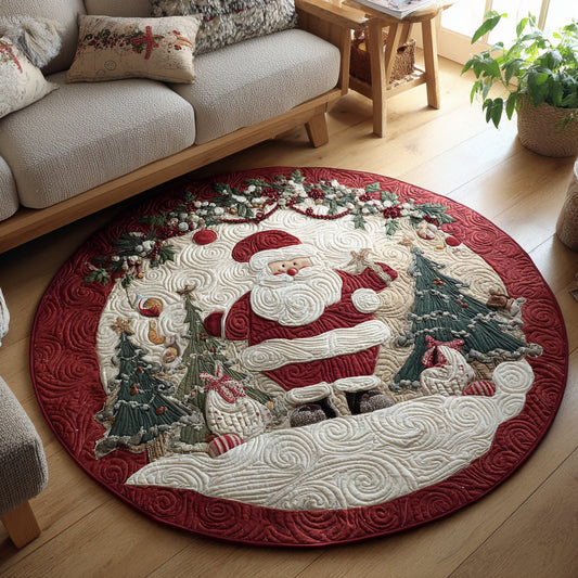 Grand Santa Claus Quilted Round Mat Holiday Home Decor Christmas Gifts For Santa Claus Lovers