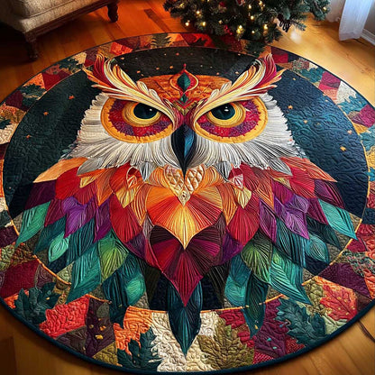 Vibrant Owl Quilted Round Mat Christmas House Decor Christmas Gifts For Owl Lovers