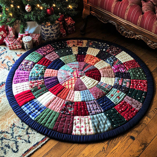 Merry Mat Quilted Round Mat Christmas Themed Holiday Home Decor Xmas Gifts For Mother