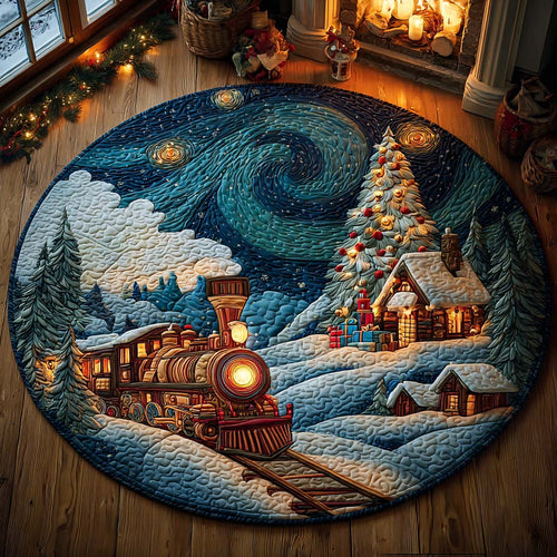 Starry Trainland Quilted Round Mat Xmas Home Decor Christmas Gifts For Art Lovers