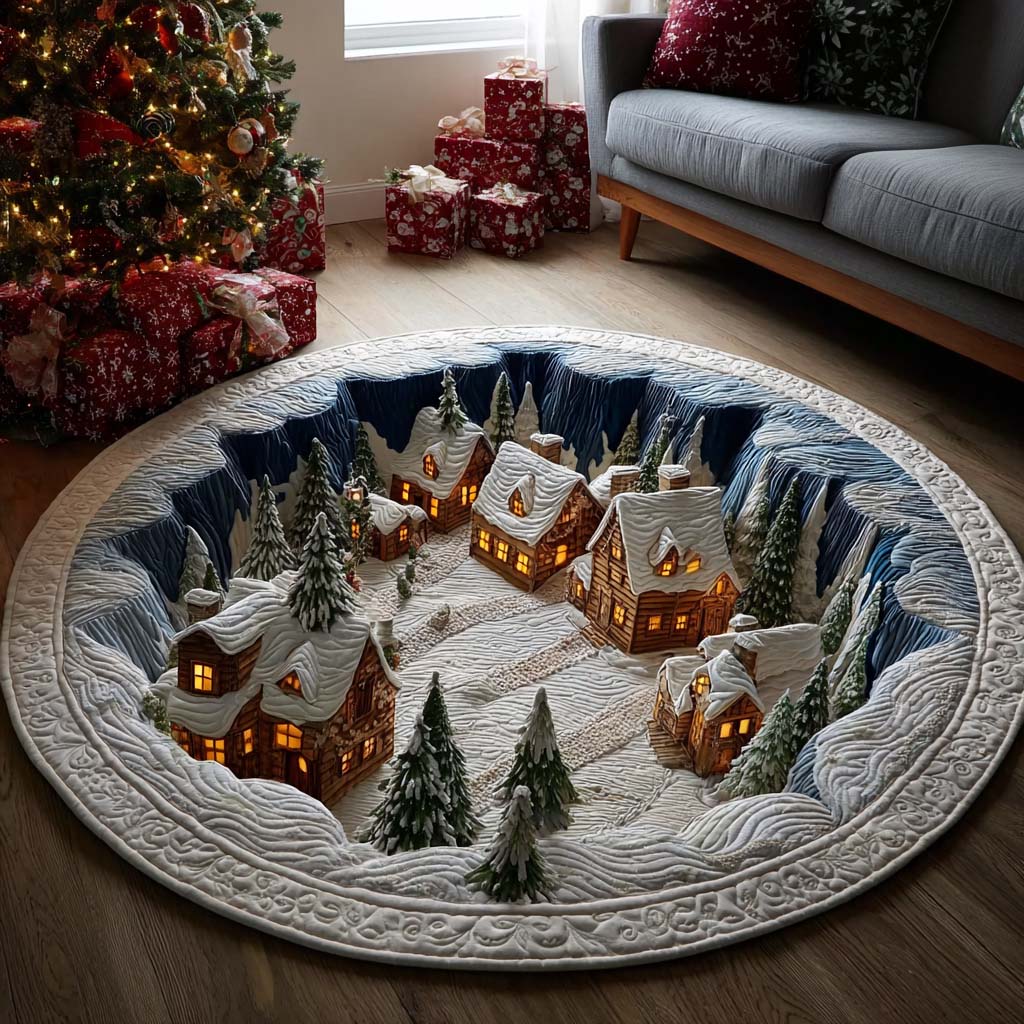 Snowglobe Serenity Quilted Round Mat Winter Home Decor Christmas Gifts For Grandma