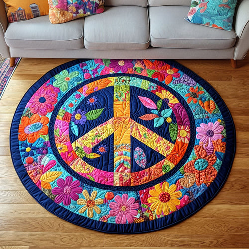 Floral Wheel Quilted Round Mat Hippie Style Natural Home Decor Unique Gifts For Girlfriend