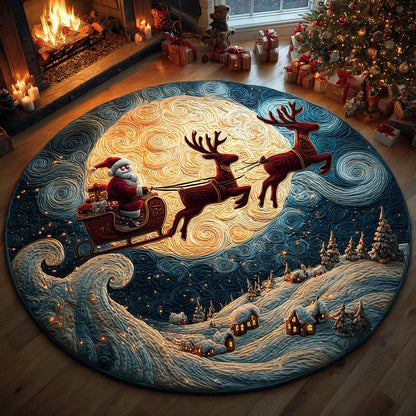 Reindeer Celestial Santa Quilted Round Mat Christmas Home Decor Secret Santa Gifts Ideas