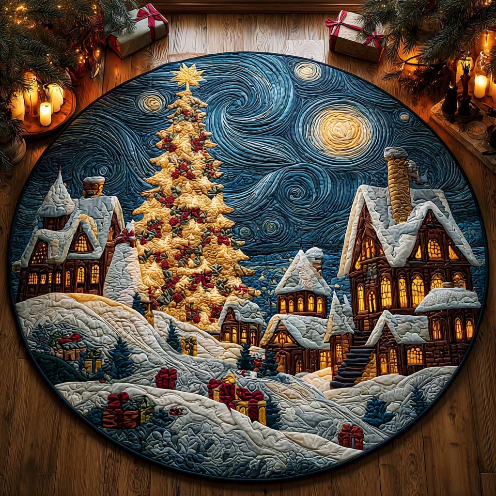 Starlight Evergreen Quilted Round Mat Holiday Decor Christmas Mat Xmas Gifts For Sister