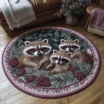 Raccoon Twilight Forager Quilted Round Mat Christmas Home Decoration Xmas Gifts For Men