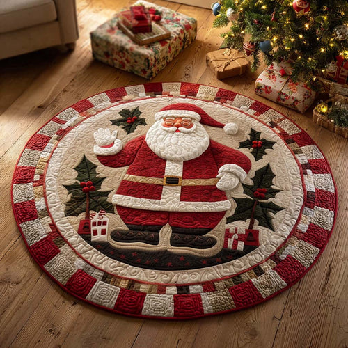 Santa Cozy Circle Quilted Round Mat Season Home Decor Santa Claus Christmas Gifts