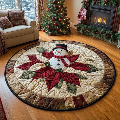 Poinsettia Smile Quilted Round Mat Christmas Themed Stylish Home Accents Xmas Gift Ideas