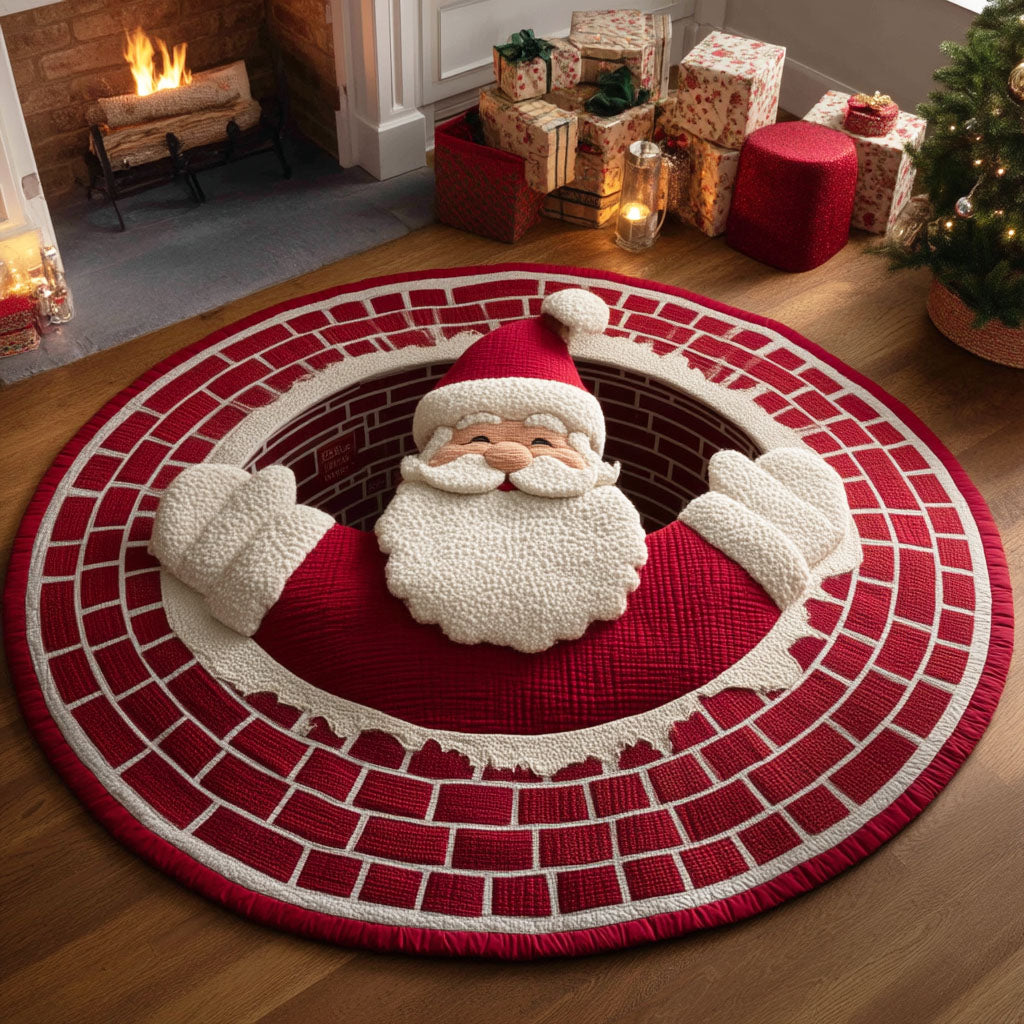 Santa Night Quilted Round Mat Home Decor Items Xmas Mat Christmas Gifts For Family