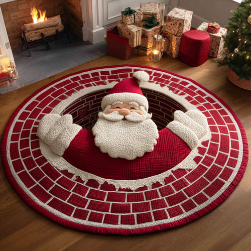 Santa Night Quilted Round Mat Home Decor Items Xmas Mat Christmas Gifts For Family