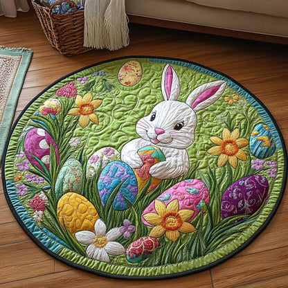 Spring Bunny Quilted Round Mat Animal Themed Season Home Decor Rabbit Lover Gifts