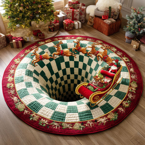 Santa Ride Quilted Round Mat Christmas Home Decor Secret Santa Gift Ideas