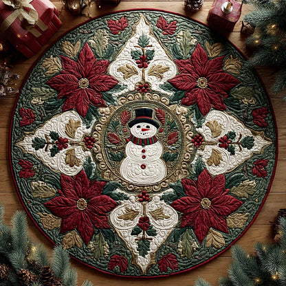 Winter Snow Medallion Quilted Round Mat Winter Themed Season Home Decor Christmas Gift Ideas