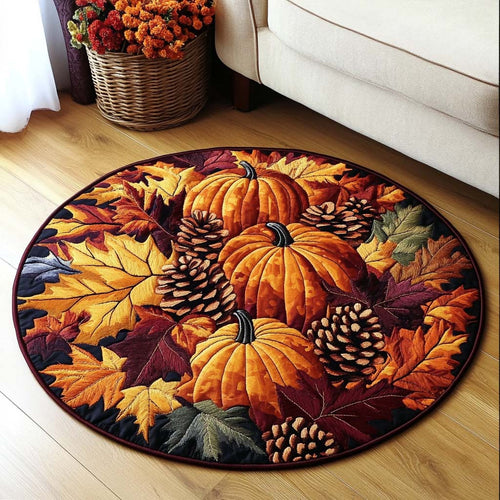 Pumpkin Patchwork Quilted Round Mat Home Decor Items Christmas Gifts For Grandpa
