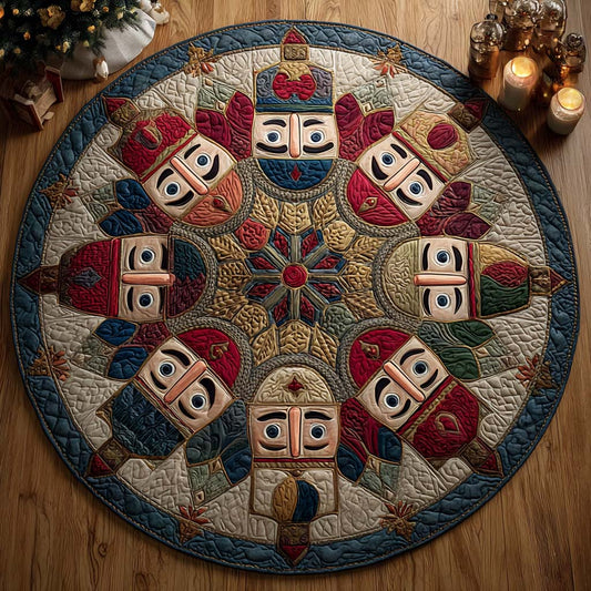 Nutcracker Faces Carousel Quilted Round Mat Living Room Decor Holiday Gifts For Lovers