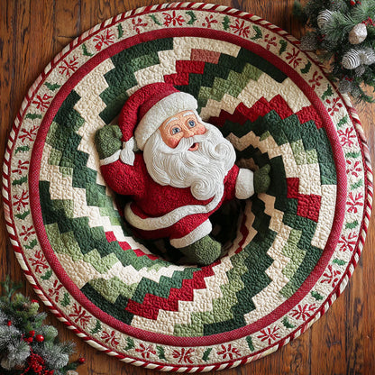 Santa Journey Quilted Round Mat Holiday Indoor Decor Christmas Gifts For Boyfriend