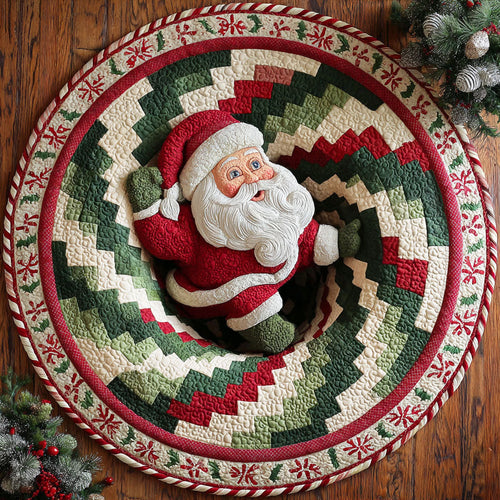 Santa Journey Quilted Round Mat Holiday Indoor Decor Christmas Gifts For Boyfriend
