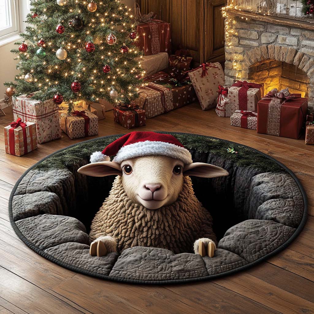 Sheep Woolly Winter Quilted Round Mat Home Decor Ideas Christmas Gifts For Sheep Lovers