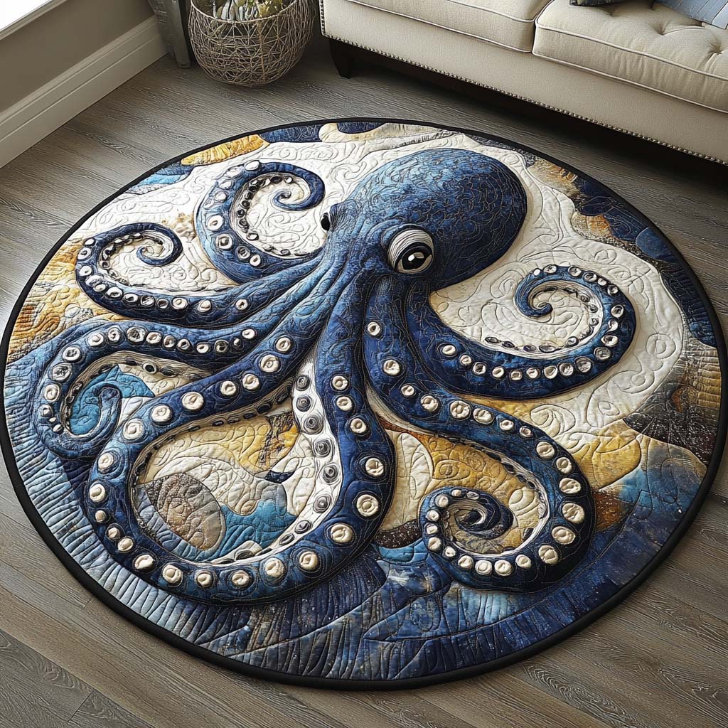 Tentacle Dance Quilted Round Mat Animal Design Year Round Home Decor Gifts For Octopus Lovers