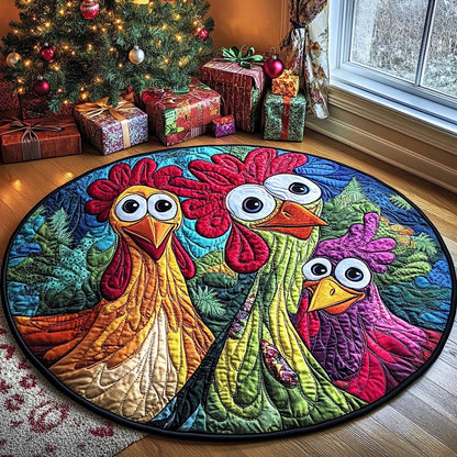 Rustic Roost Quilted Round Mat Holiday Indoor Decor Christmas Gifts For Chicken Lovers