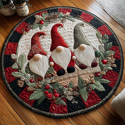 The Merry Gnome Quilted Round Mat Season Home Decor Xmas Gifts For Gnome Lovers