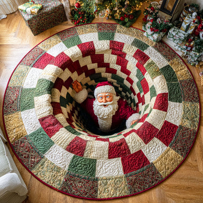Santa Parade Quilted Round Mat Christmas Themed Winter Home Decor Funny Santa Gift Ideas