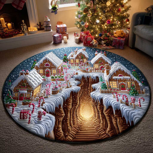 Tiny Town Christmas Quilted Round Mat Holiday Home Decor Best Xmas Gifts For Mom
