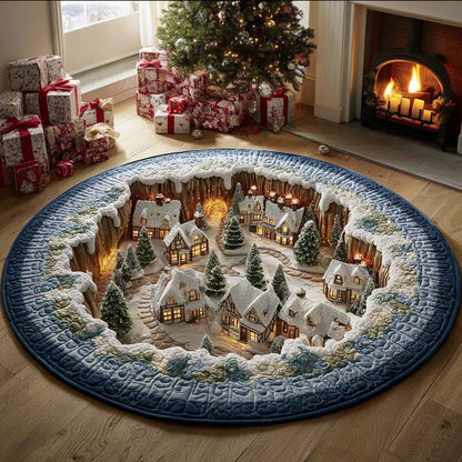 Whispering Winter Village Quilted Round Mat Winter Home Decor Christmas Gifts For Mom
