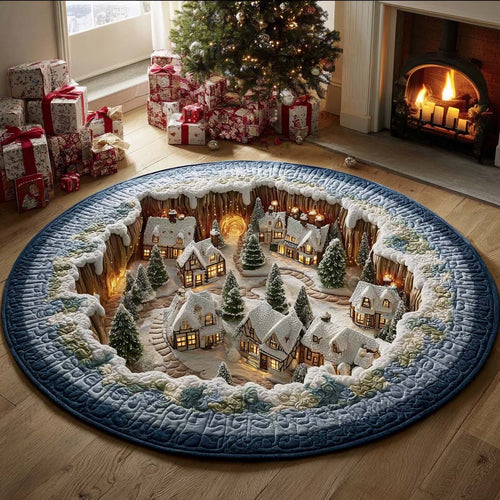 Whispering Winter Village Quilted Round Mat Winter Home Decor Christmas Gifts For Mom