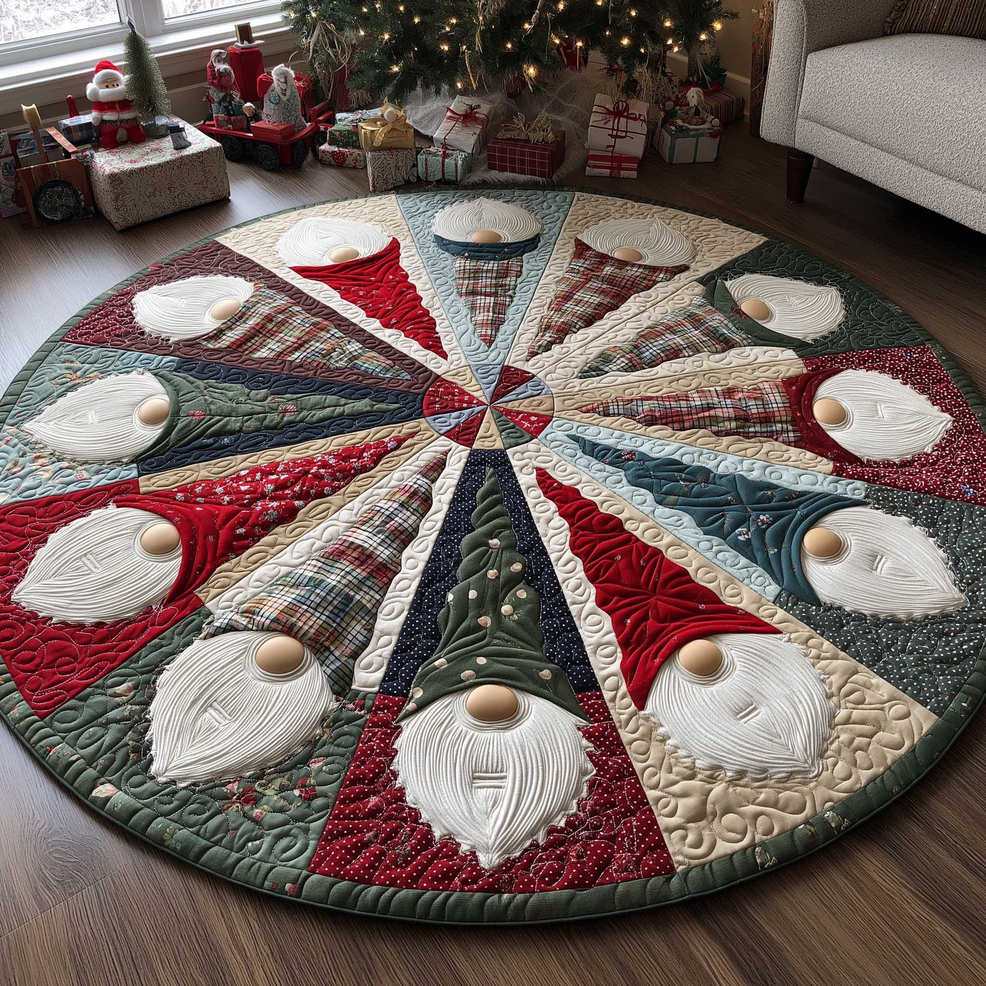 Rustic Gnome Ring Quilted Round Mat Winter Home Decor The Best Christmas Present Ever