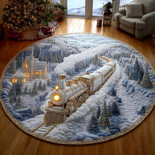 Under the Snowy Roofs Quilted Round Mat Winter Themed Xmas Home Decor Unique Christmas Gifts