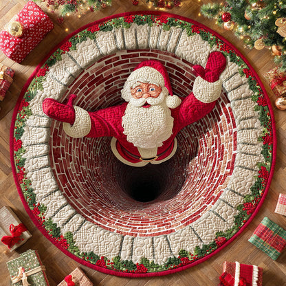 Santa Bells Quilted Round Mat Winter Themed Holiday Home Decor Santa Claus Christmas Gifts
