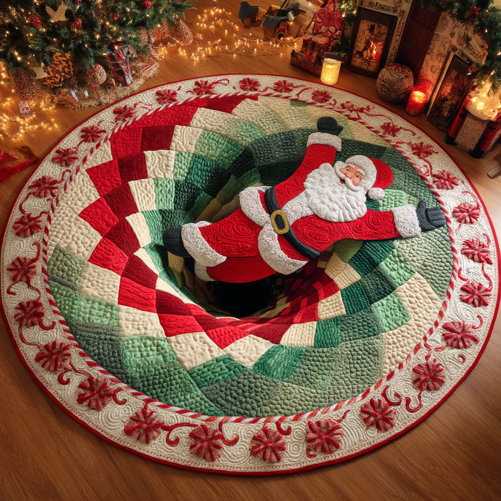 Santa Sleigh Quilted Round Mat Season Home Decor Christmas Gifts For Santa Claus Lovers