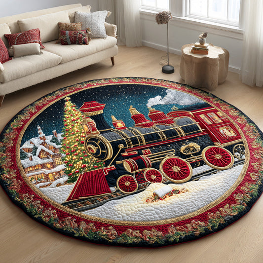Midnight Toy Express Quilted Round Mat Christmas Home Decor Train Lover Xmas Gifts