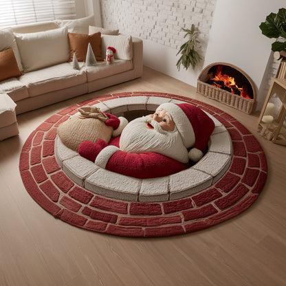 Santa Claus Trick Quilted Round Mat Seasonal Home Decor Christmas Gift For Santa Claus Lover