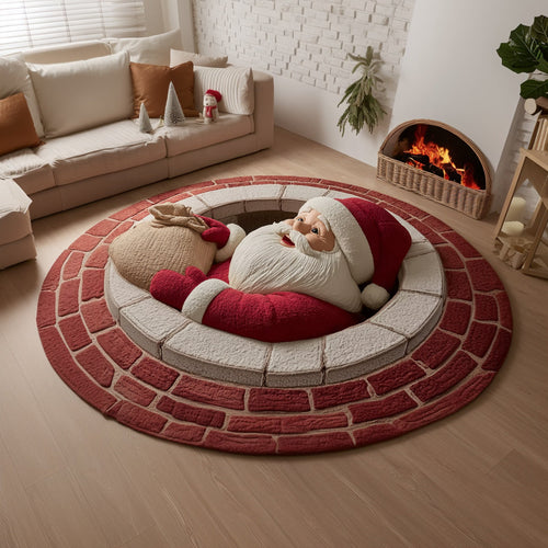 Santa Claus Trick Quilted Round Mat Seasonal Home Decor Christmas Gift For Santa Claus Lover