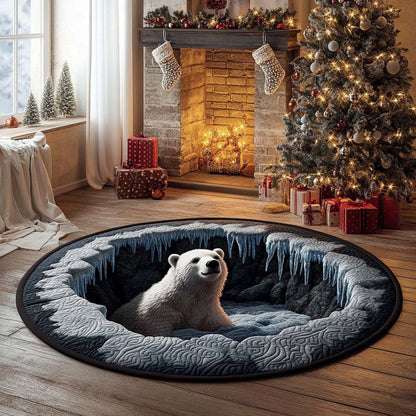 Snowy Bear Quilted Round Mat Season Home Decor Polar Bear Lover Christmas Gifts