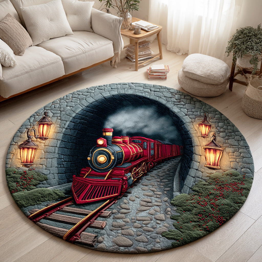 Yuletide Locomotive Quilted Round Mat Xmas Home Decor Great Gifts For Christmas