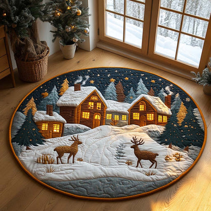 Reindeer Lane Quilted Round Mat Winter Themed Cozy Home Decor Christmas Gifts For Deer Lovers