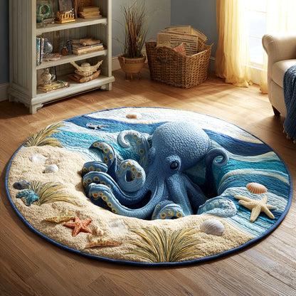 Sandy Octopus Quilted Round Mat Animal Design Elegant Home Decor Gifts For Childrens