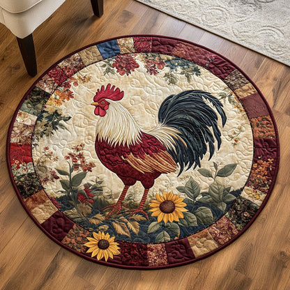 Rooster Mornings Quilted Round Mat Animal Themed Interior Decor Accents Rooster Lover Gifts