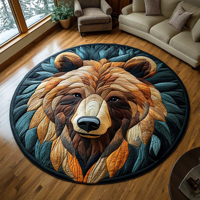 Bear Face Quilted Round Mat Unique Home Decor Gifts For Housewarming