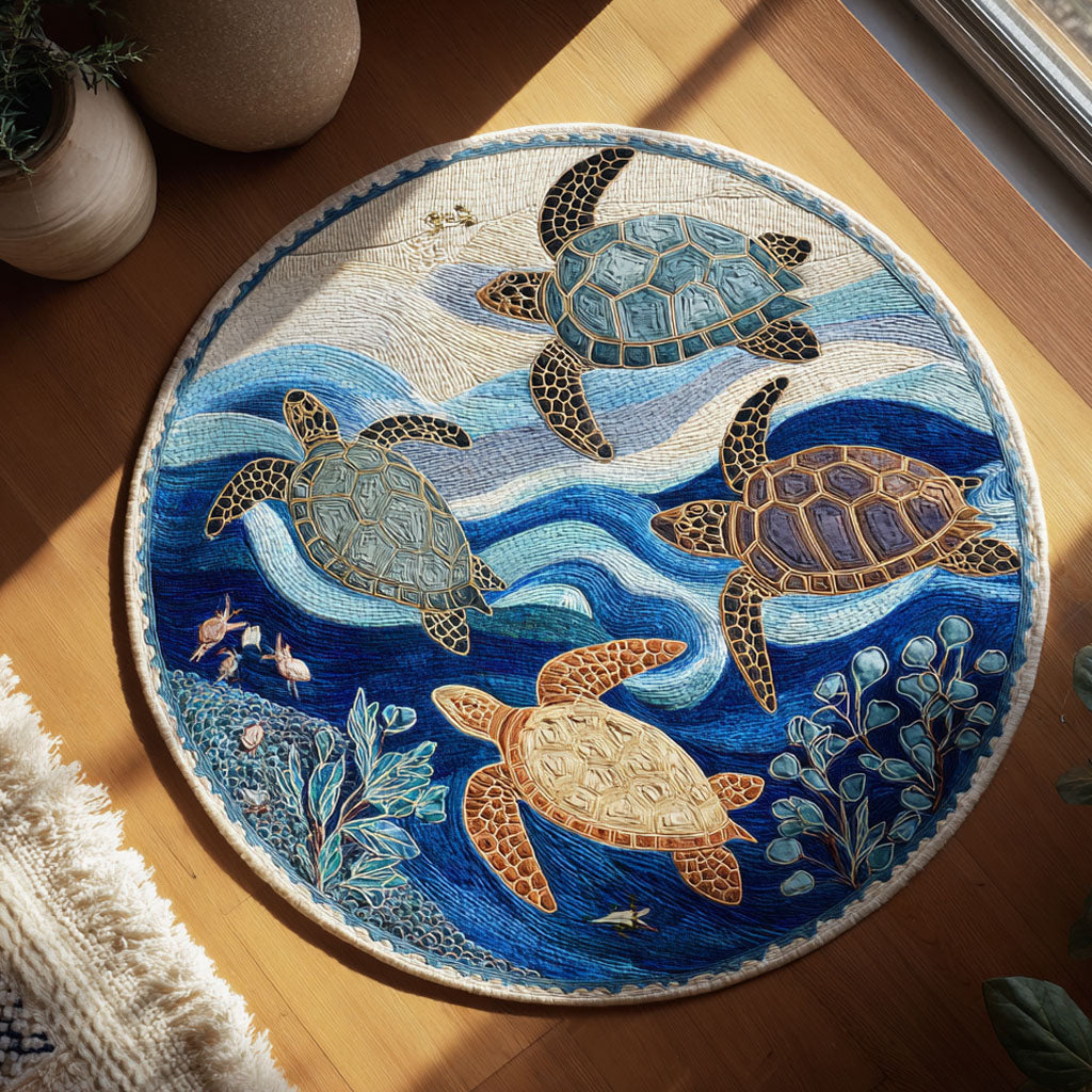 Waves Of Serenity Quilt Round Mat Aesthetic Room Ideas New Home Gifts For Friends