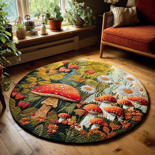 Mushroom Quilted Round Mat Cozy Living Decor Gifts For Mothers On Mother_s Day