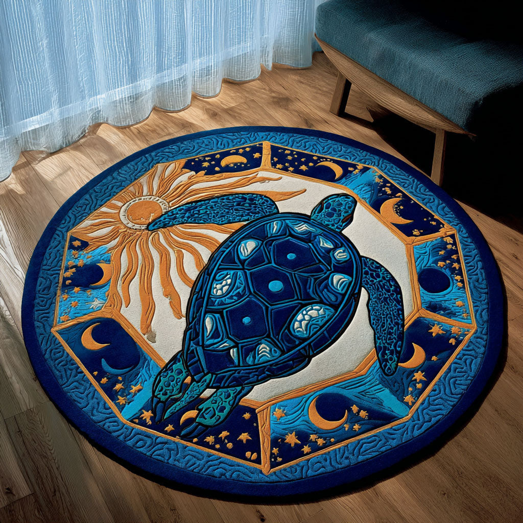 Turtle Celestial Journey Quilted Round Mat Living Room Decor Items Gifts For Turtle Lovers