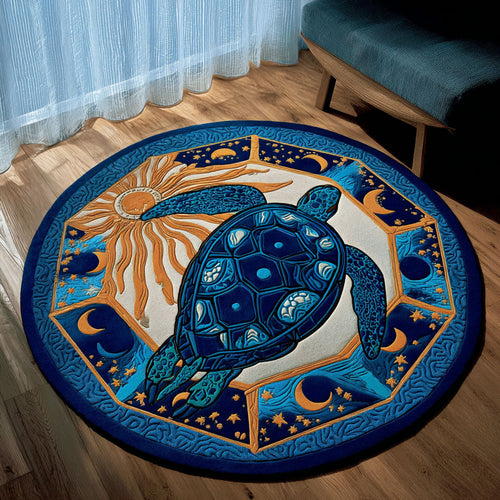Turtle Celestial Journey Quilted Round Mat Living Room Decor Items Gifts For Turtle Lovers
