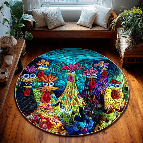 Whimsical Chicken Quilted Round Mat Cool Home Decor Ideas Gifts For Chicken Lovers