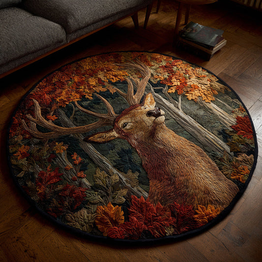 Stag Birch Trail Quilt Round Mat Living Room Vintage Home Decor Gifts For New Home